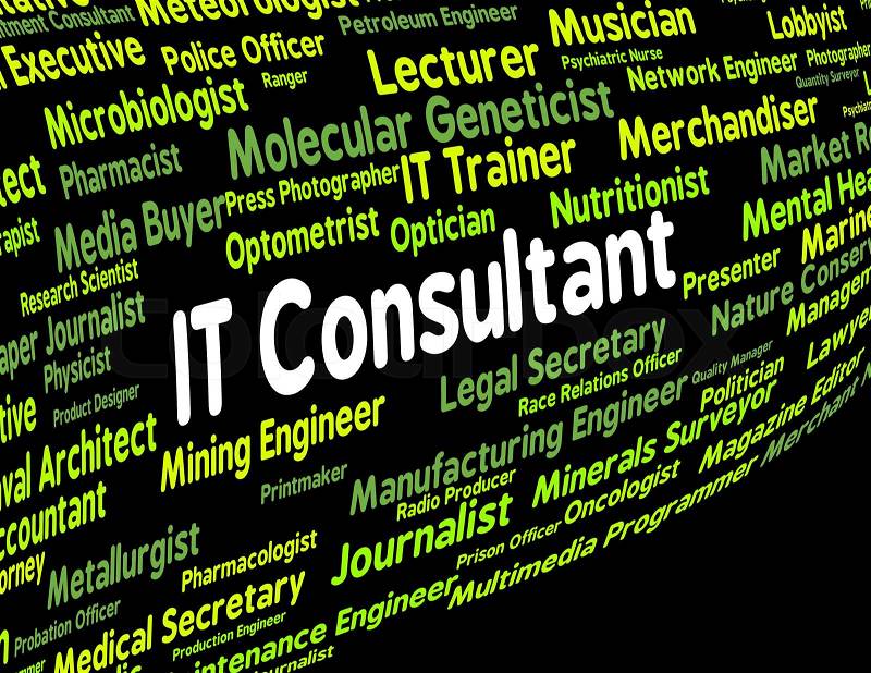 Information Technology Consultant Represents Employment Connection And Work, stock photo