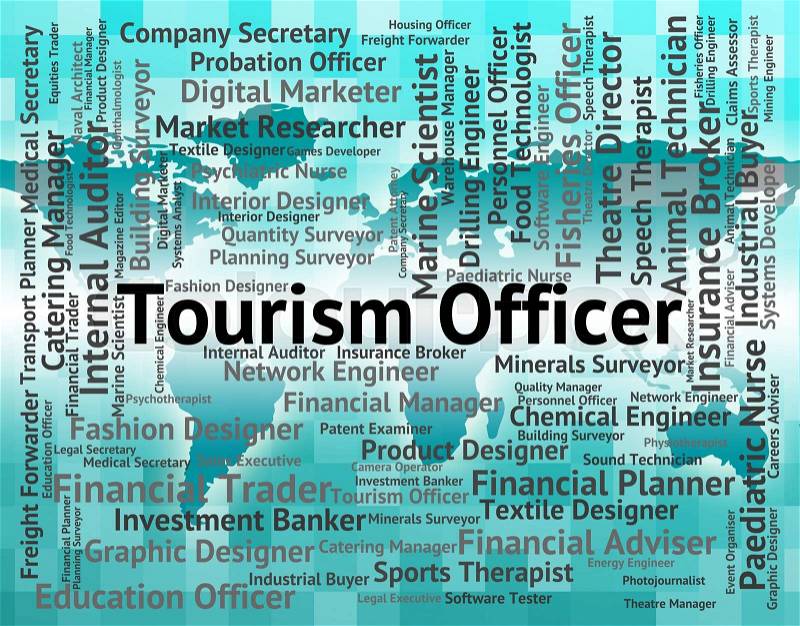 Tourism Officer Shows Vacation Recruitment And Administrators, stock photo