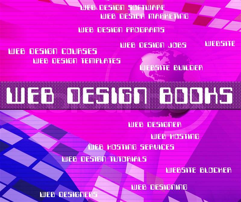 Web Design Books Representing Designing Designed And Websites, stock photo