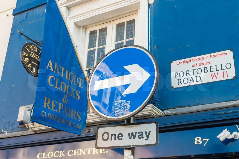 LONDON - JUNE 14, 2015: Buildings of Portobello Road in Notting Hill. London is visited by 50 million people annually, stock photo