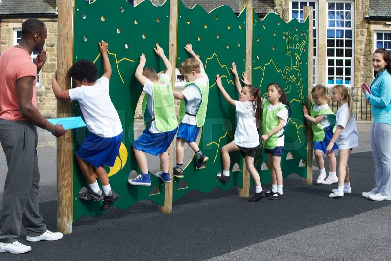 Group Of Children In School Physical Education Class, stock photo