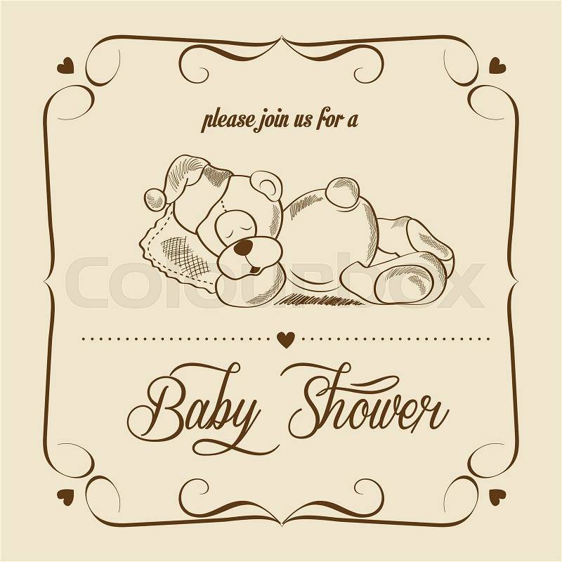 Baby shower card with retro toy, vector illustration, vector