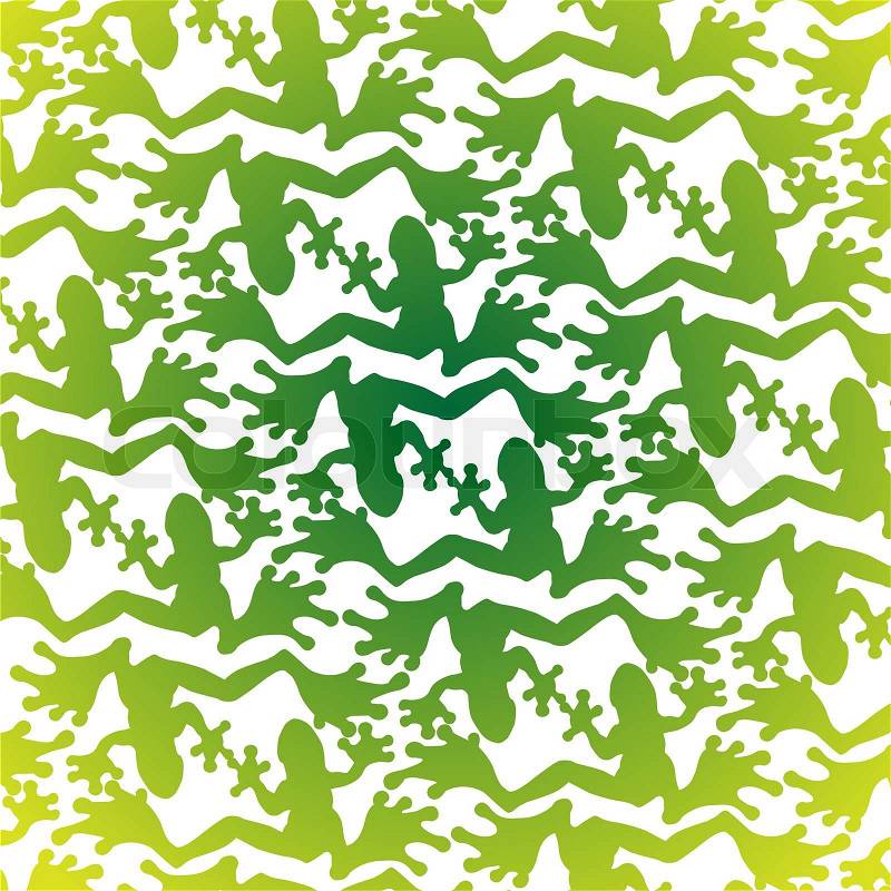 Pattern from set of green frogs on a light background, stock photo