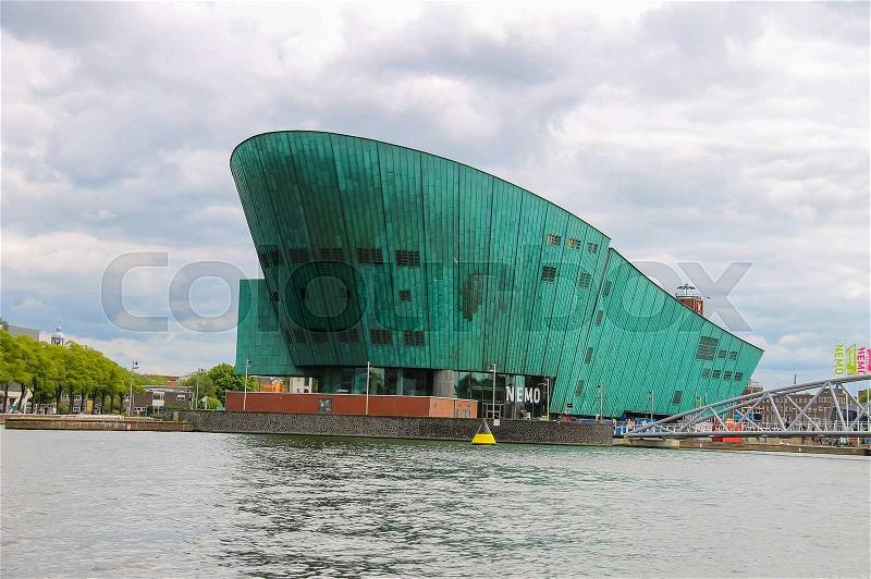 Amsterdam, Netherlands - June 20, 2015: The Nemo Museum,the largest science childrens museum and center of tourism in Amsterdam, stock photo