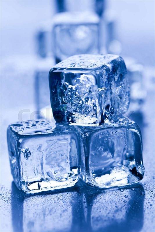 Melting ice cubes, cold and fresh concept, stock photo