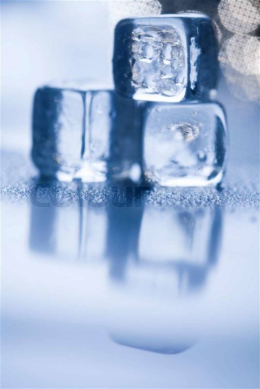 Transparent ice cubes, cold and fresh concept, stock photo