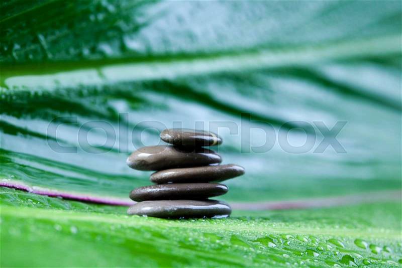 Balanced zen stones, magical ambient atmosphere theme, stock photo
