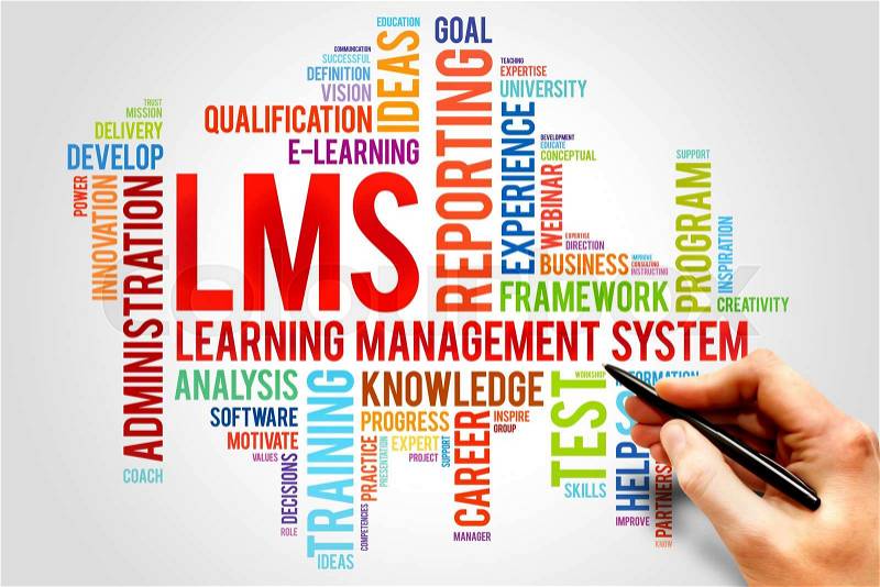 Learning Management System (LMS) word cloud, business concept, stock photo