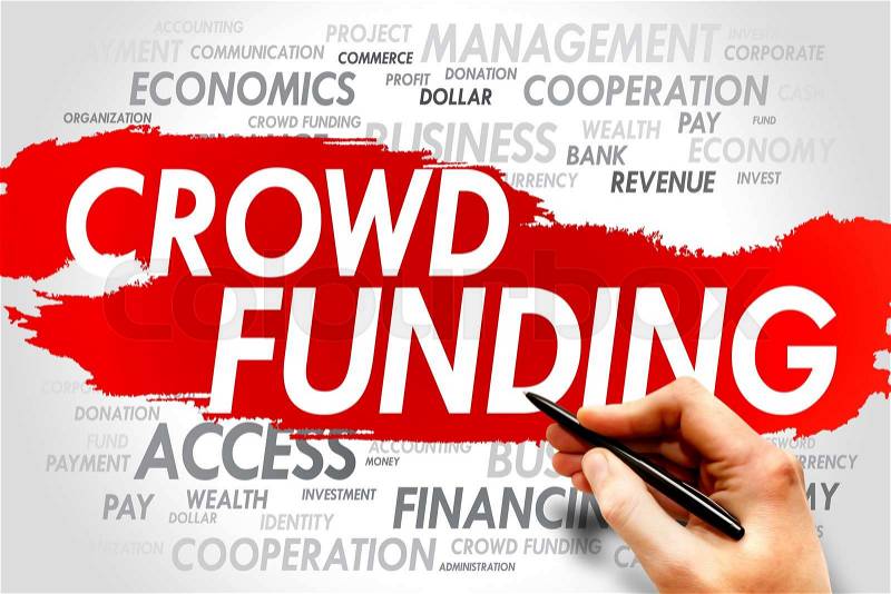 CROWD FUNDING word cloud, business concept, stock photo