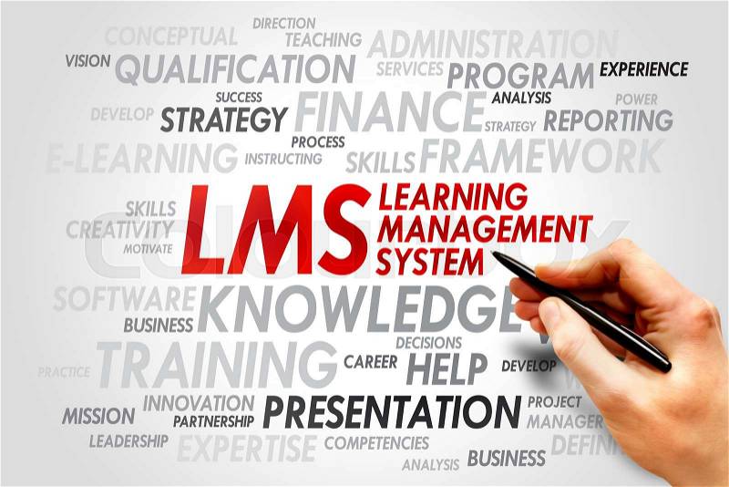 Learning Management System (LMS) word cloud business concept, stock photo