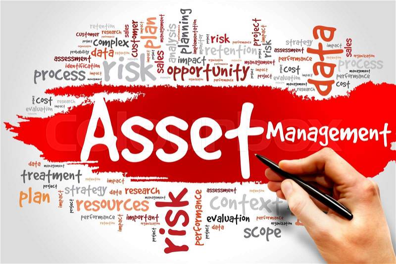 Asset Management word cloud, business concept, stock photo