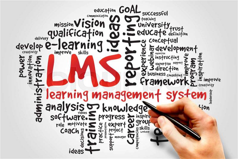 Learning Management System (LMS) word cloud, business concept, stock photo