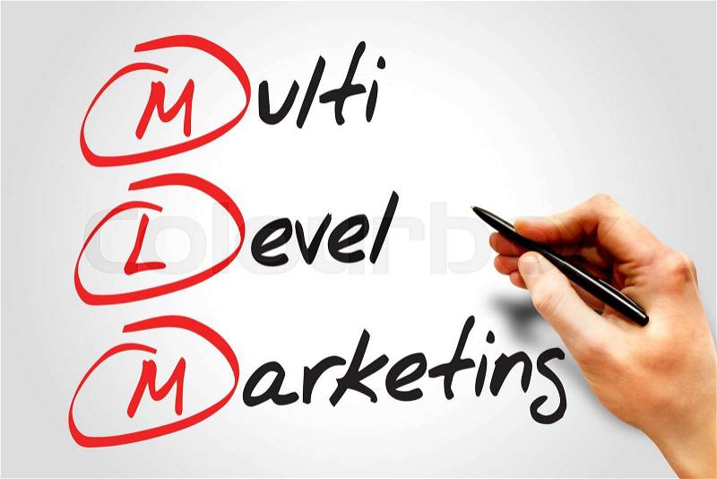 Multi level marketing (MLM), business concept acronym, stock photo