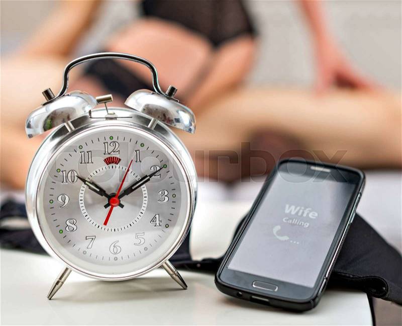 Husband is cheating. Wife calling at the wrong time. , stock photo