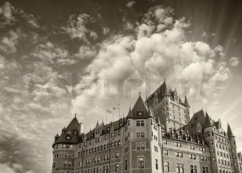 Quebec, Canada. Majesty of Hotel de Frontenac, stock photo
