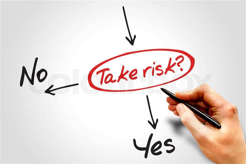 Take the RISK or not decide diagram business concept, stock photo