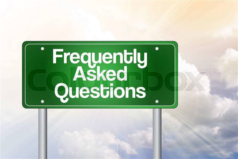 Frequently Asked Questions (FAQ) Green Road Sign, Business Concept, stock photo