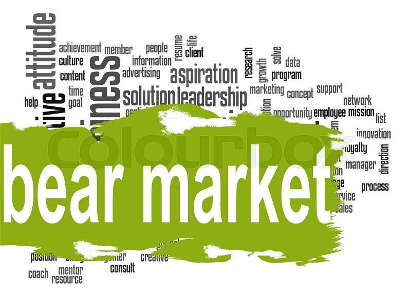 Bear market word cloud with green banner image with hi-res rendered artwork that could be used for any graphic design, stock photo