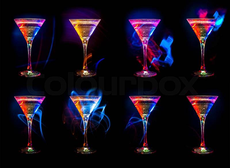 Large cocktail collection isolated on the black, stock photo