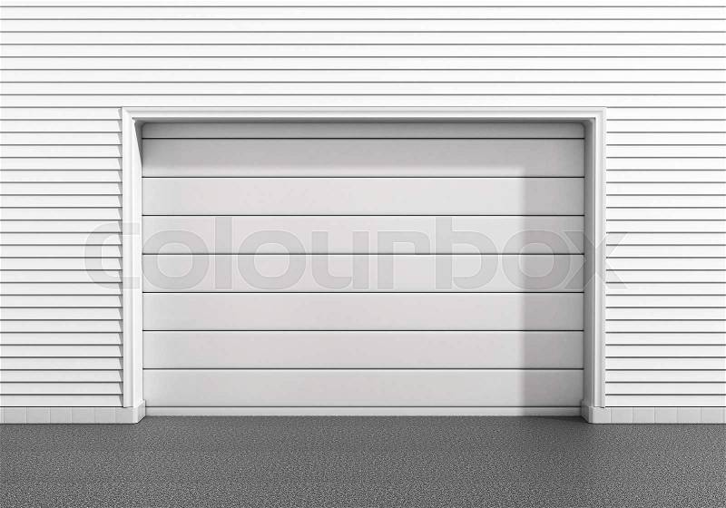 Garage door at a modern building, stock photo