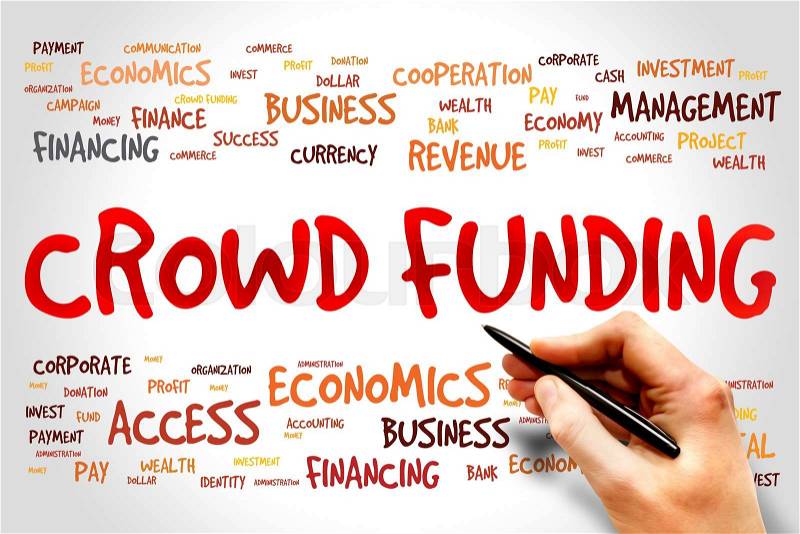CROWD FUNDING word cloud, business concept, stock photo