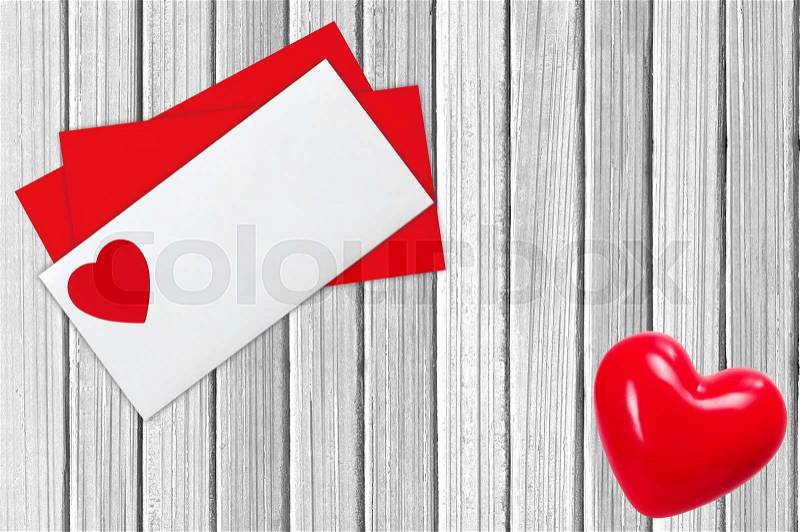 Envelope Mail, Over White Wooden Background. Valentine Day, Love Wedding Concept, stock photo