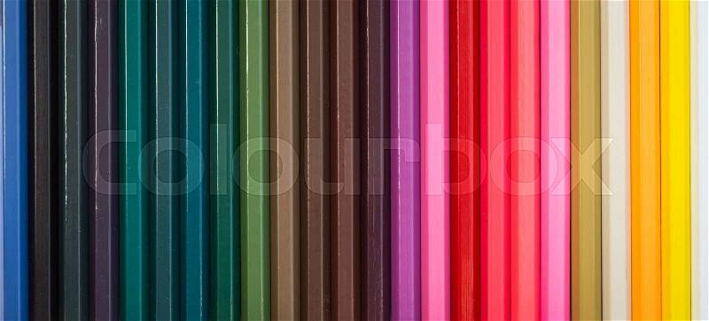 Close up pattern colour pencils texture and background, stock photo