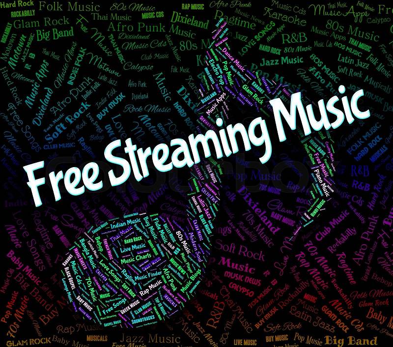 Free Streaming Music Indicating No Cost And Singing, stock photo
