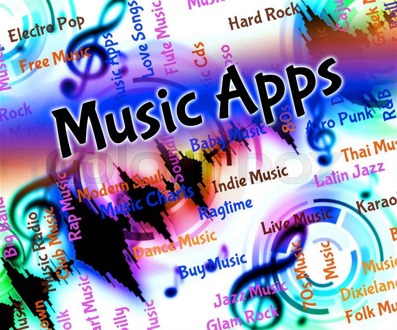 Music Apps Represents Application Software And Applications, stock photo