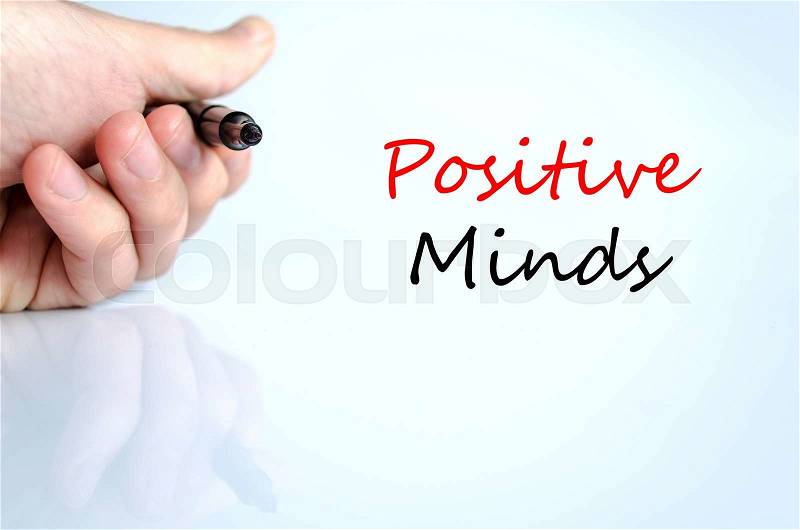 Positive minds text concept isolated over white background, stock photo