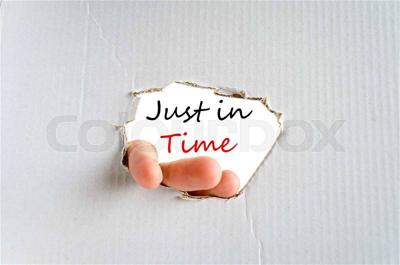 Just in time text concept isolated over white background, stock photo