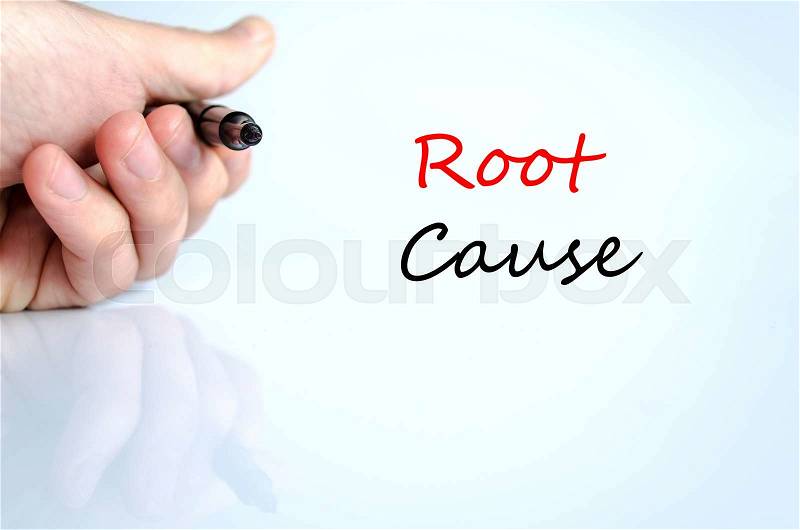 Root cause text concept isolated over white background, stock photo