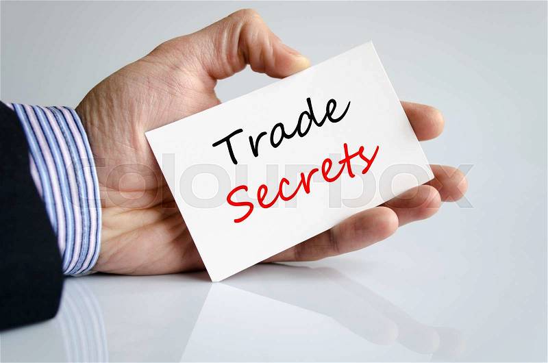 Trade secrets text concept isolated over white background, stock photo