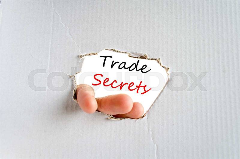 Trade secrets text concept isolated over white background, stock photo