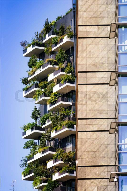 MILAN, ITALY, August 30, 2015: Skyscraper Vertical Forest. The special feature of this building is the presence of more than 900 tree species, stock photo