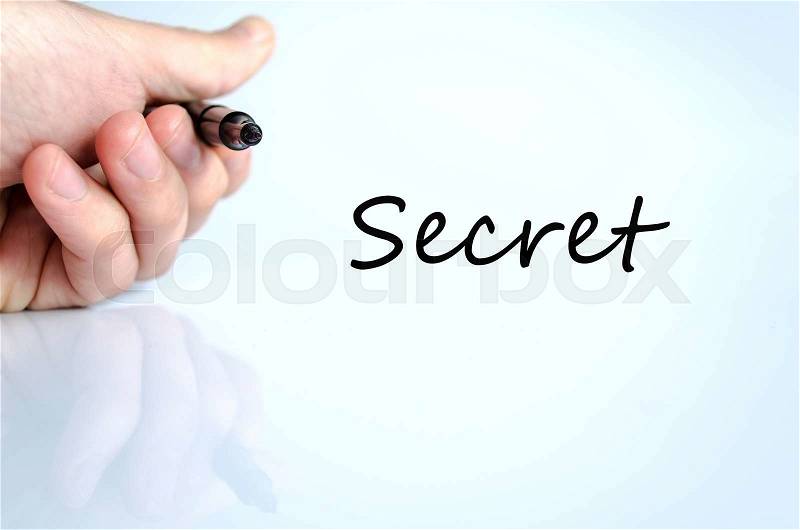 Pen in the hand isolated over white background Secret, stock photo