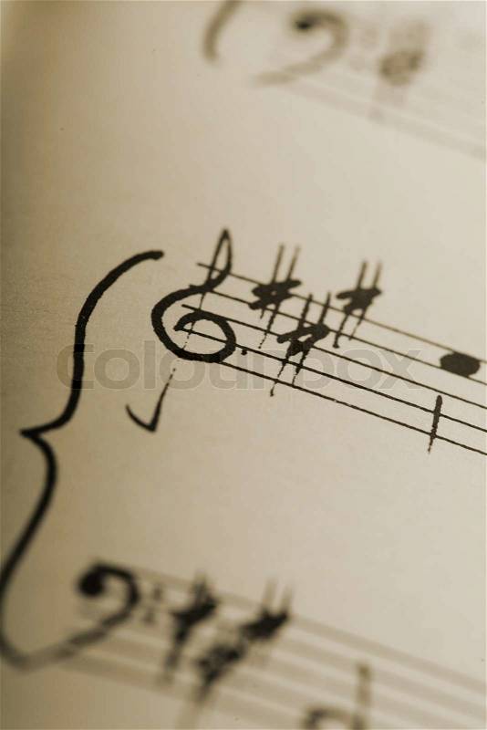 Hand-written musical notation background, stock photo