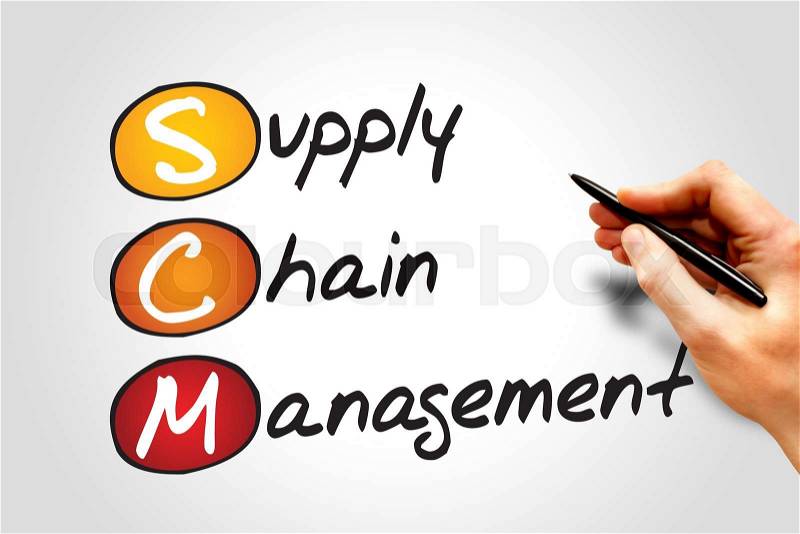 Supply Chain Management (SCM), business concept acronym, stock photo