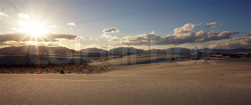 The White Sands desert is located in Tularosa Basin New Mexico, stock photo
