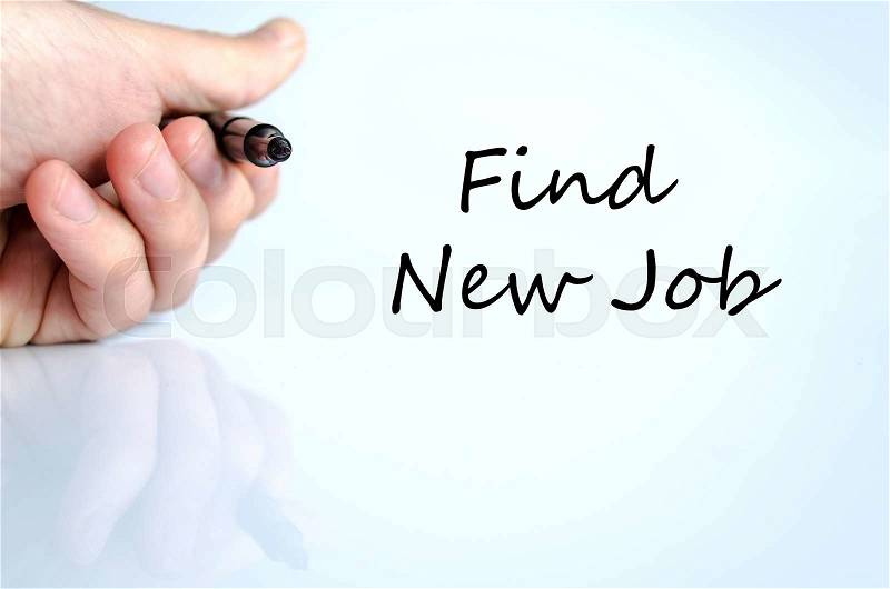 Find new job text concept isolated over white background, stock photo