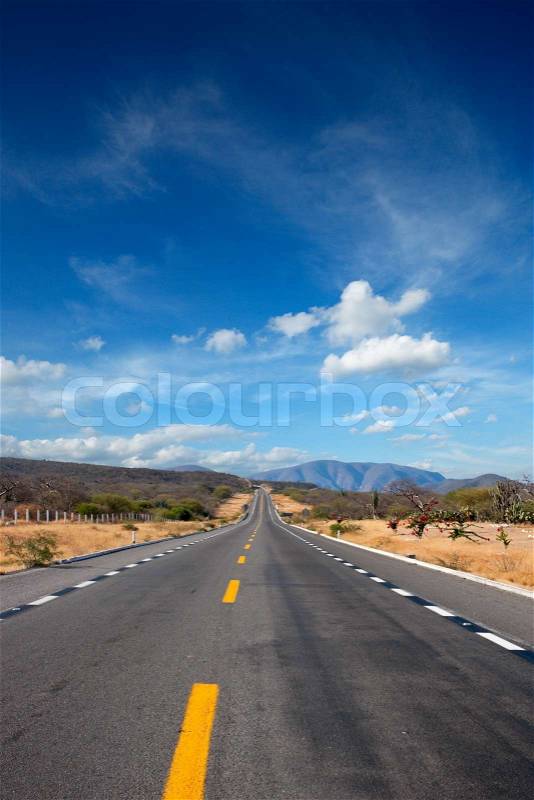 Road in desert in Mexico, stock photo