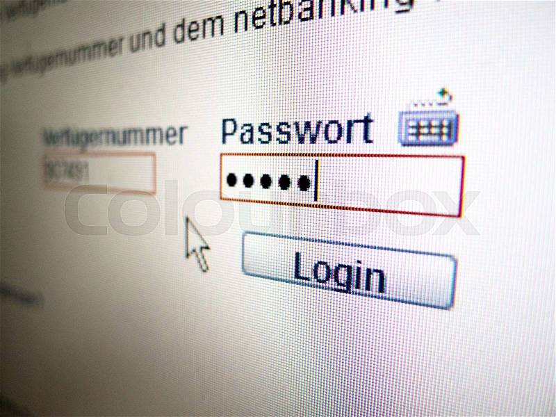 On the monitor of a computer, the password is when logging in online banking queried ., stock photo