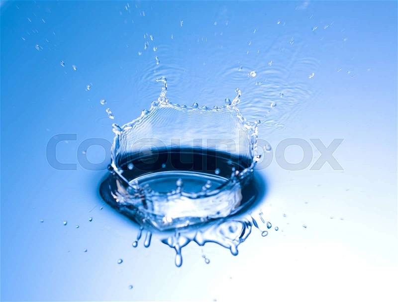 Spark / Splash of blue water, stock photo