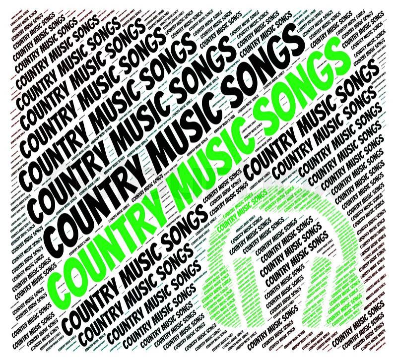 Country Music Songs Indicates Sound Track And Ditties, stock photo