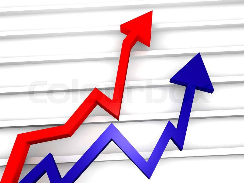 Business Graph with arrow showing profits, stock photo