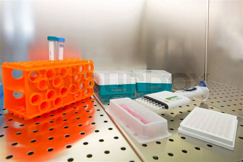 View of material in a medical research laboratory, stock photo