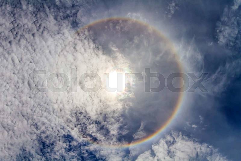 Solar corona with blue sky, stock photo
