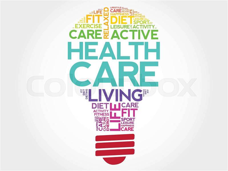 Health care bulb word cloud, health concept, vector