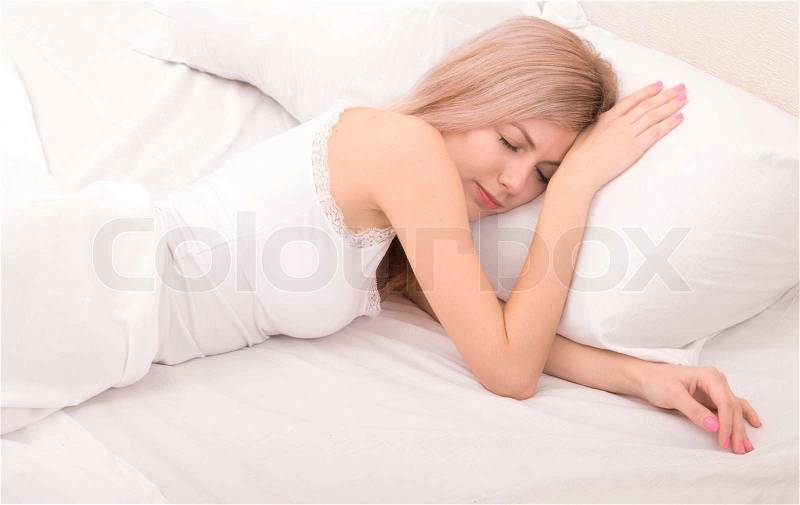 Portrait of a beautiful sleeping woman, stock photo