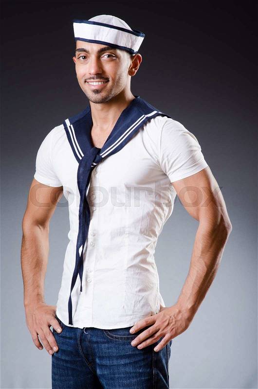 Funny sailor with cap and shirt, stock photo
